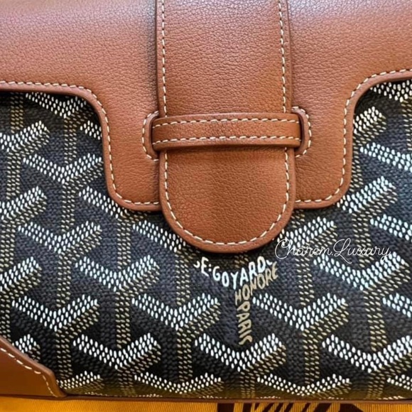 AUTHENTIC! 🤎 Goyard Saigon Top Handle Mini Brown🤎 Leather Crossbody Bag - Picture 6 of 13